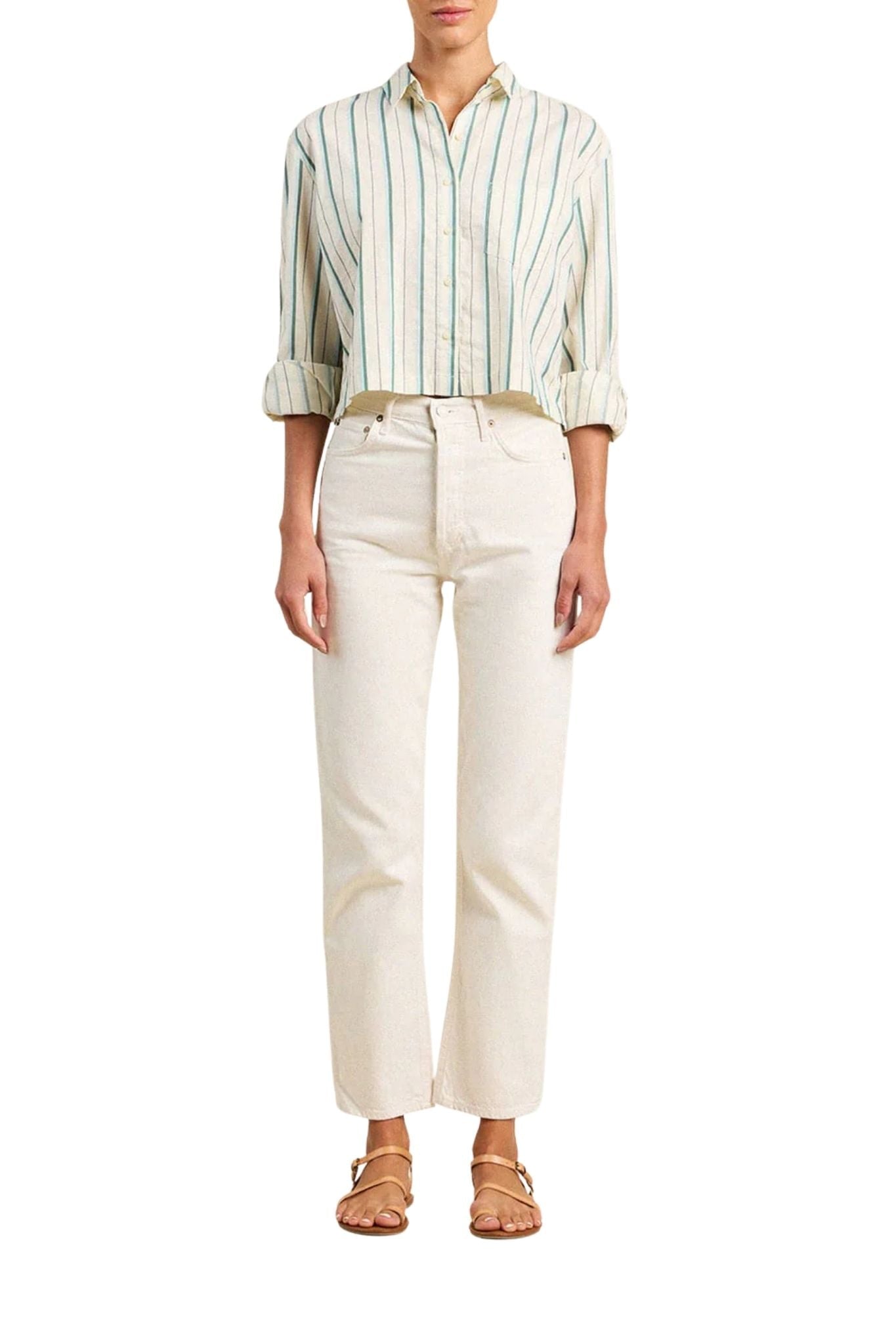 Trovata Nessa Shirt Verde Stripes - Vermillion