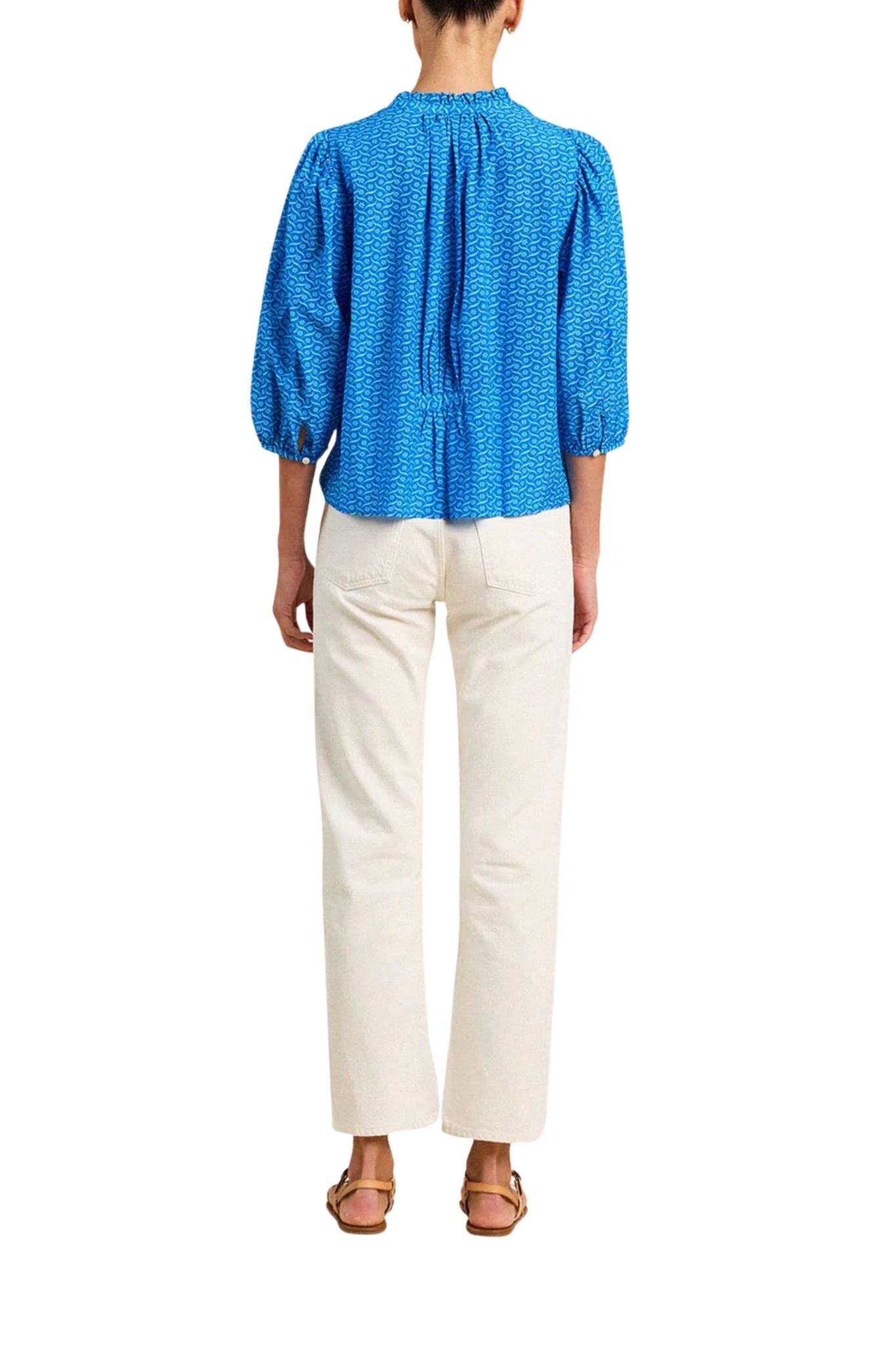 Trovata Orly Blouse Cerulean Floral - Vermillion