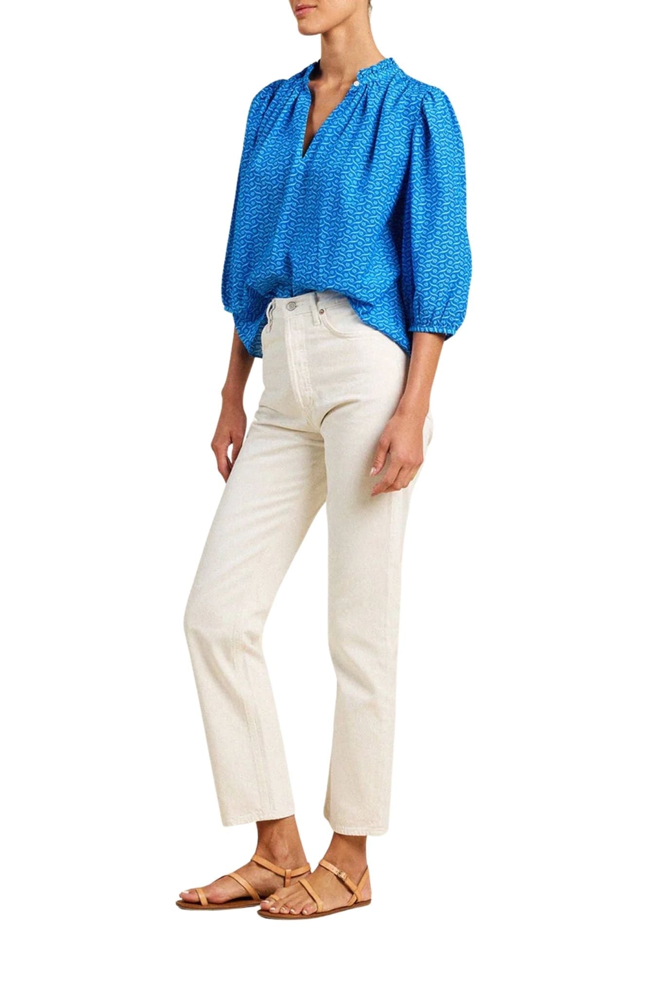 Trovata Orly Blouse Cerulean Floral - Vermillion