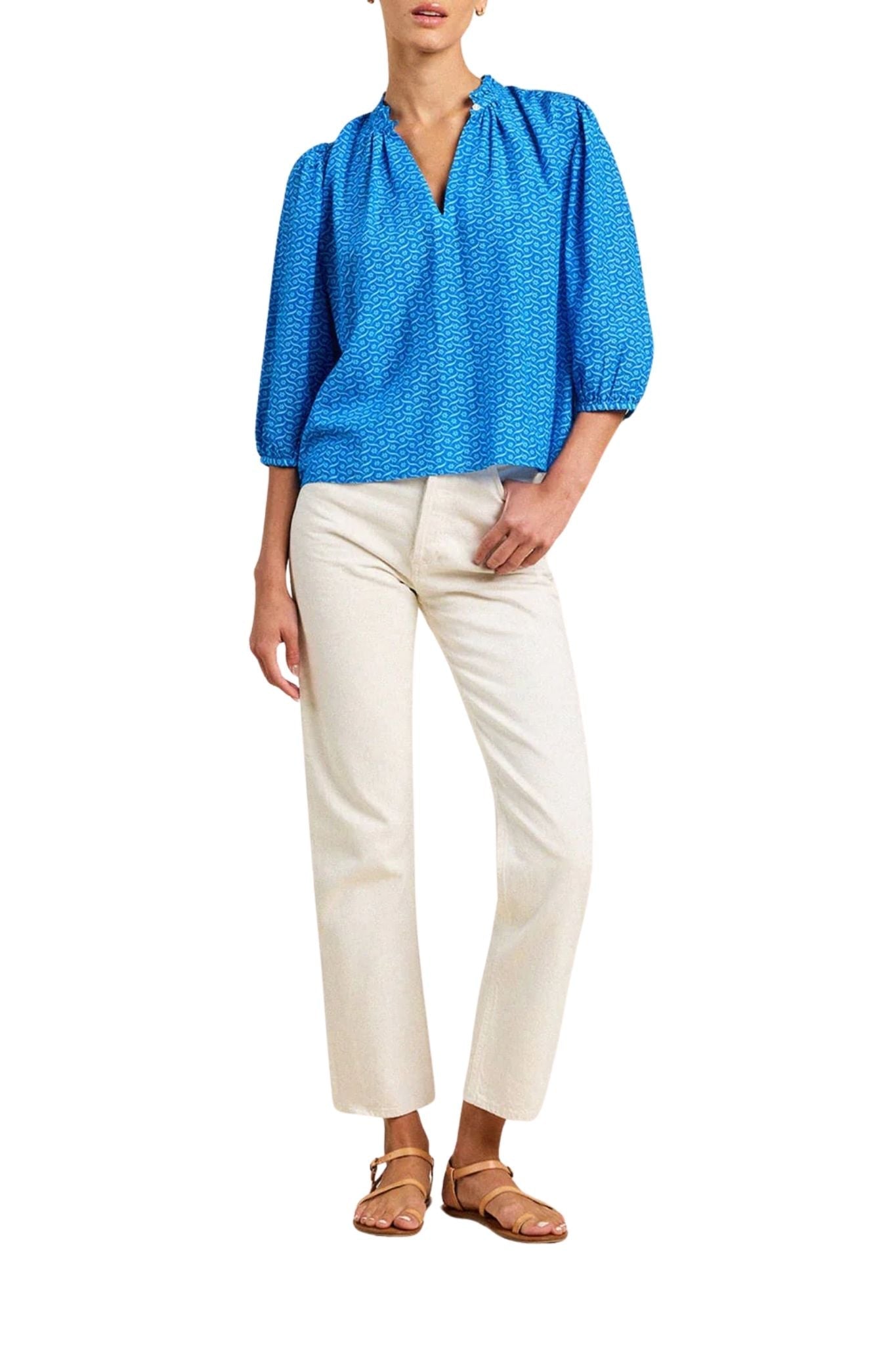 Trovata Orly Blouse Cerulean Floral - Vermillion