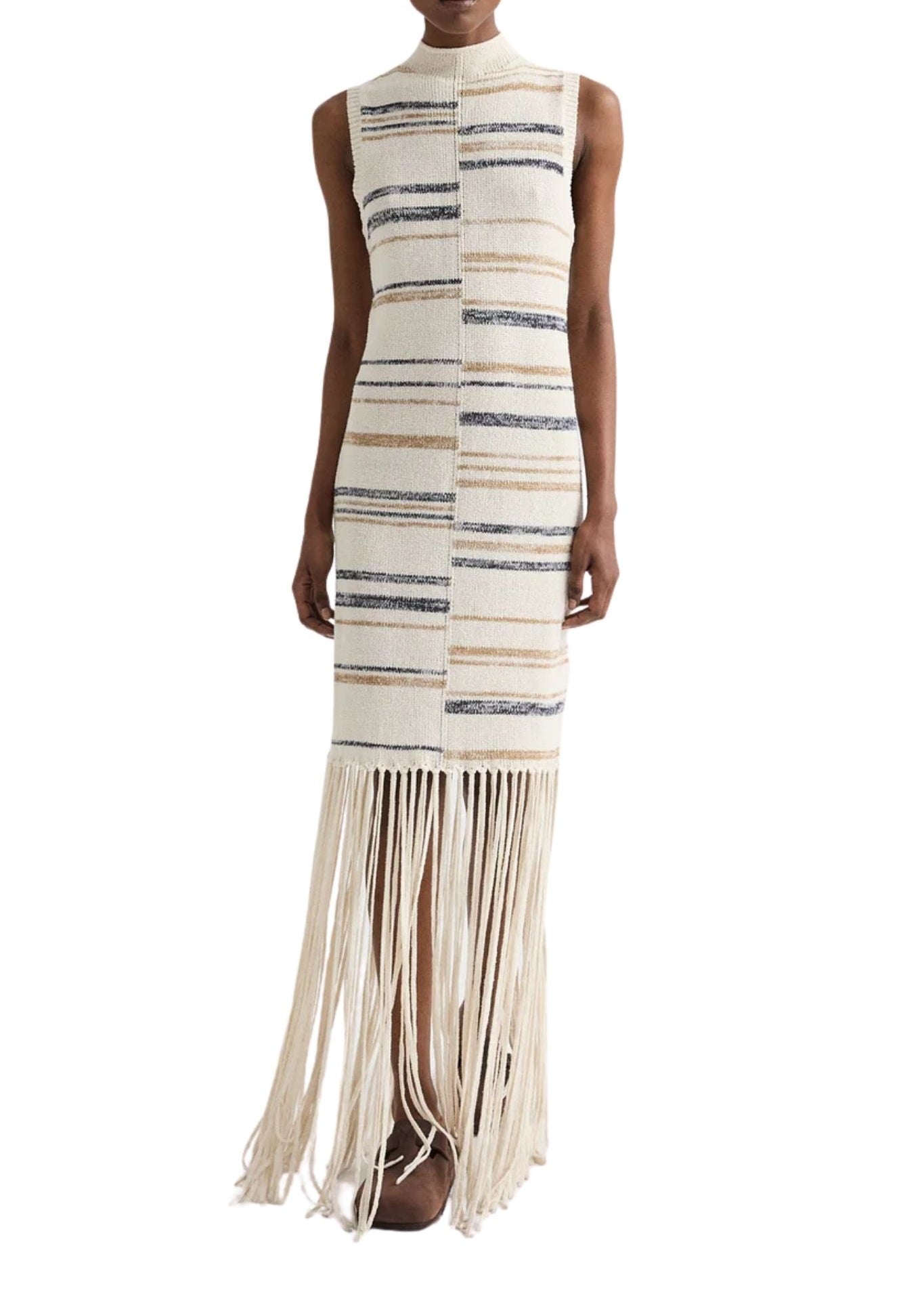 TWP Fringe Sleeveless Dress - Vermillion