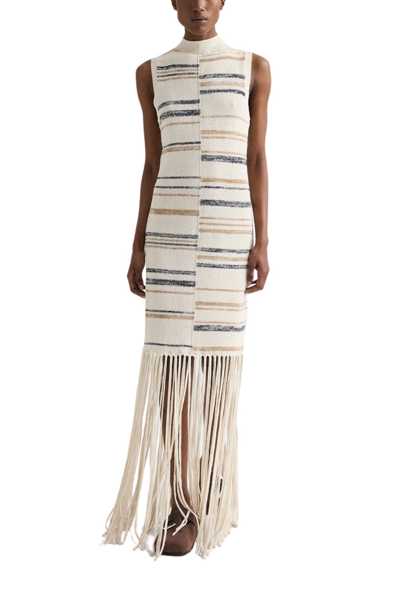 TWP Fringe Sleeveless Dress - Vermillion
