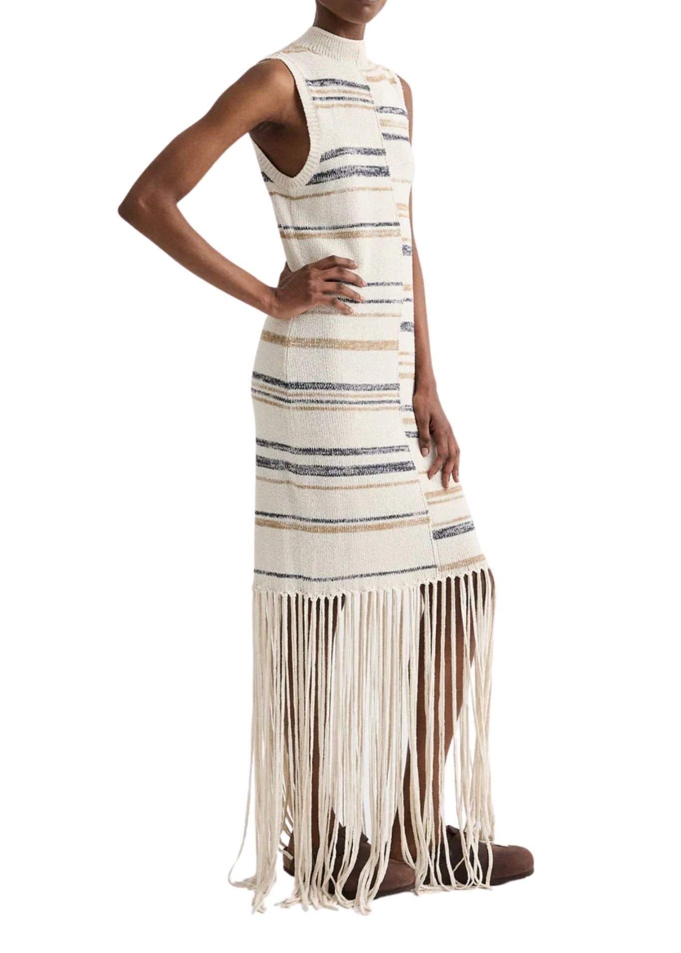 TWP Fringe Sleeveless Dress - Vermillion
