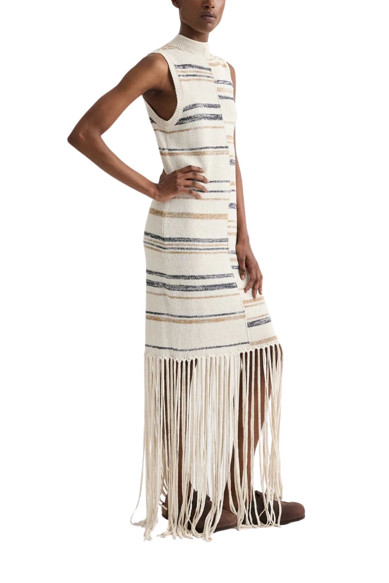TWP Fringe Sleeveless Dress - Vermillion