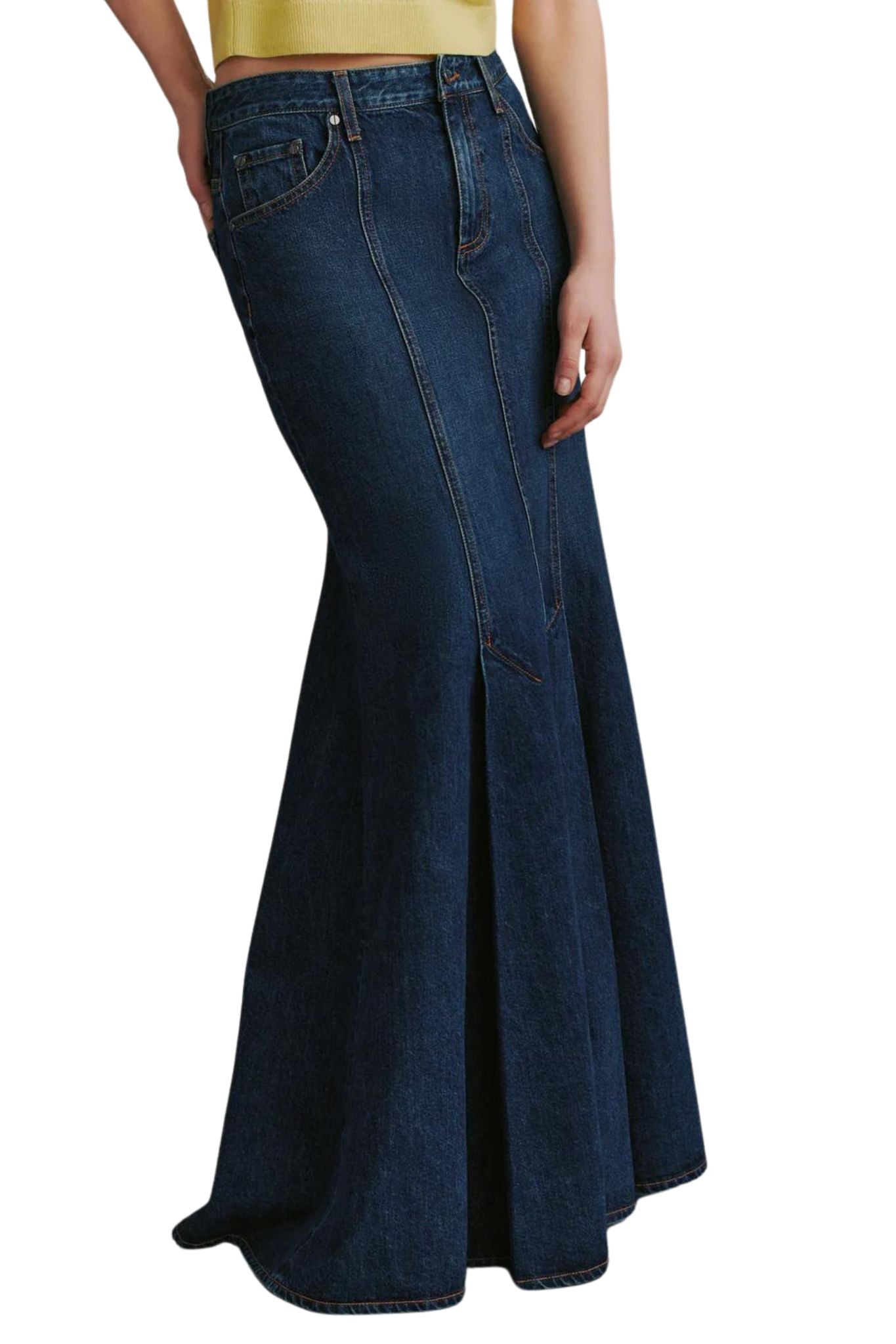 TWP Harley Denim Skirt - Vermillion