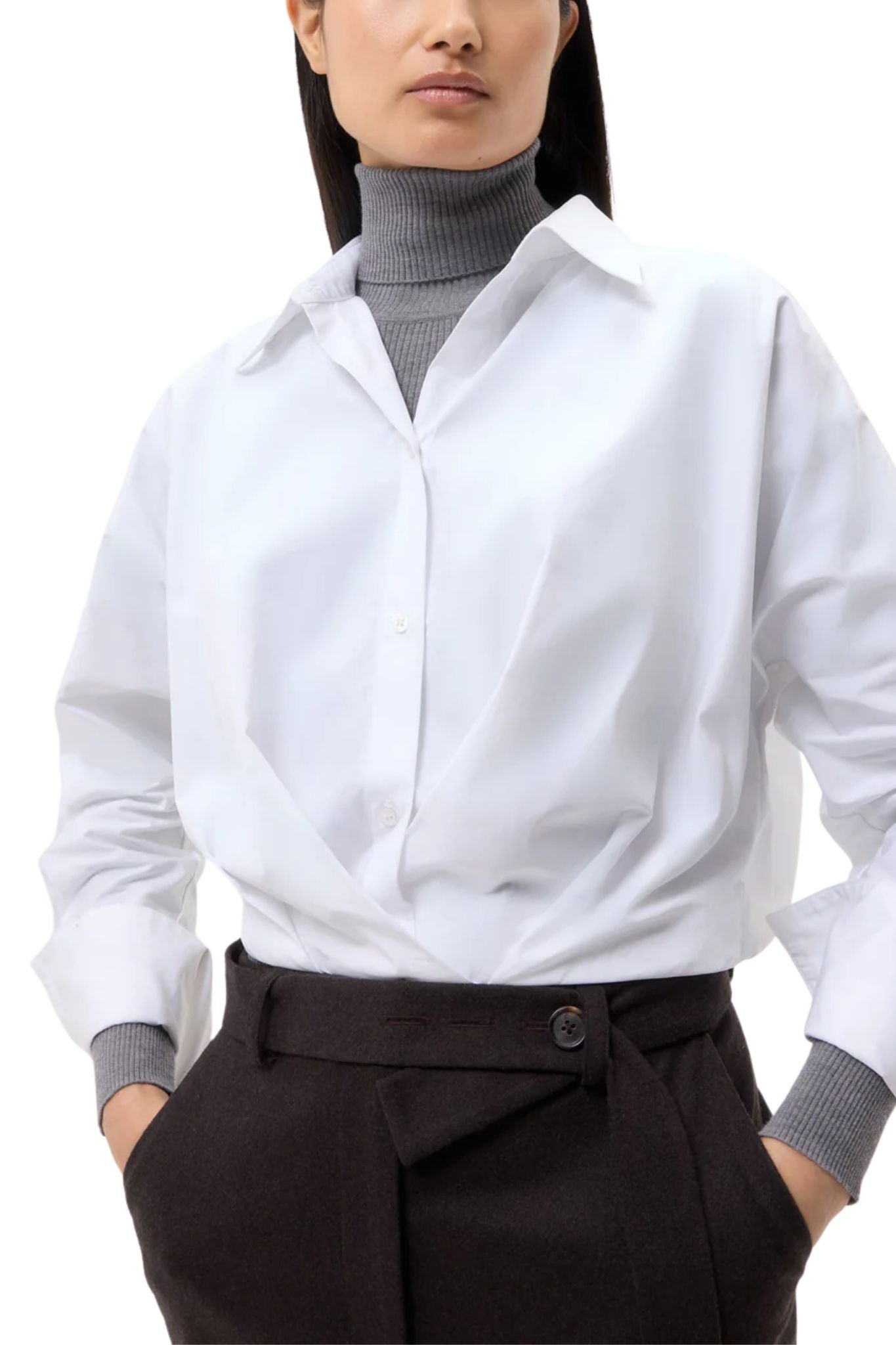 TWP Taken Top in Super Compact Poplin - Vermillion