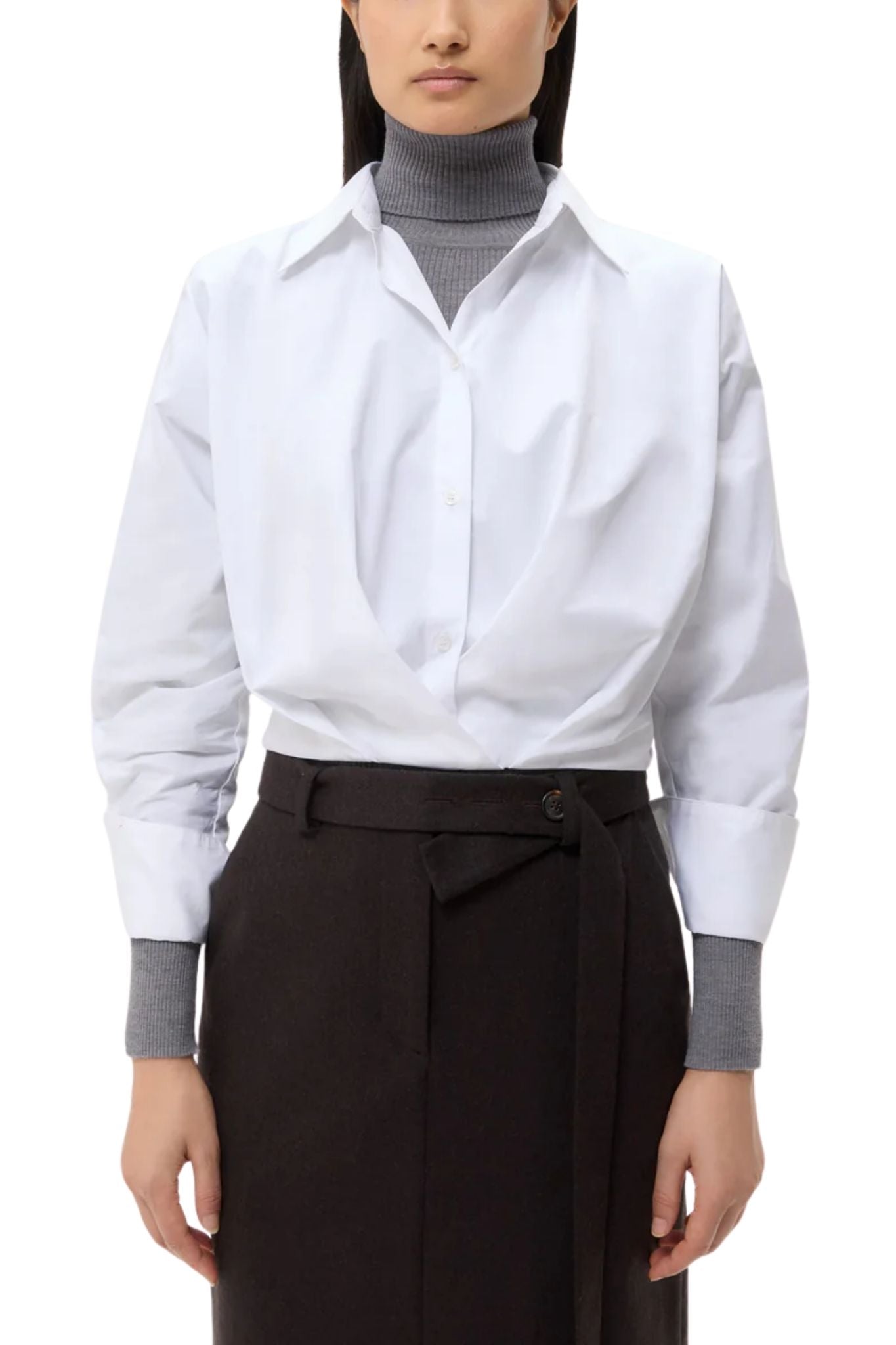 TWP Taken Top in Super Compact Poplin - Vermillion