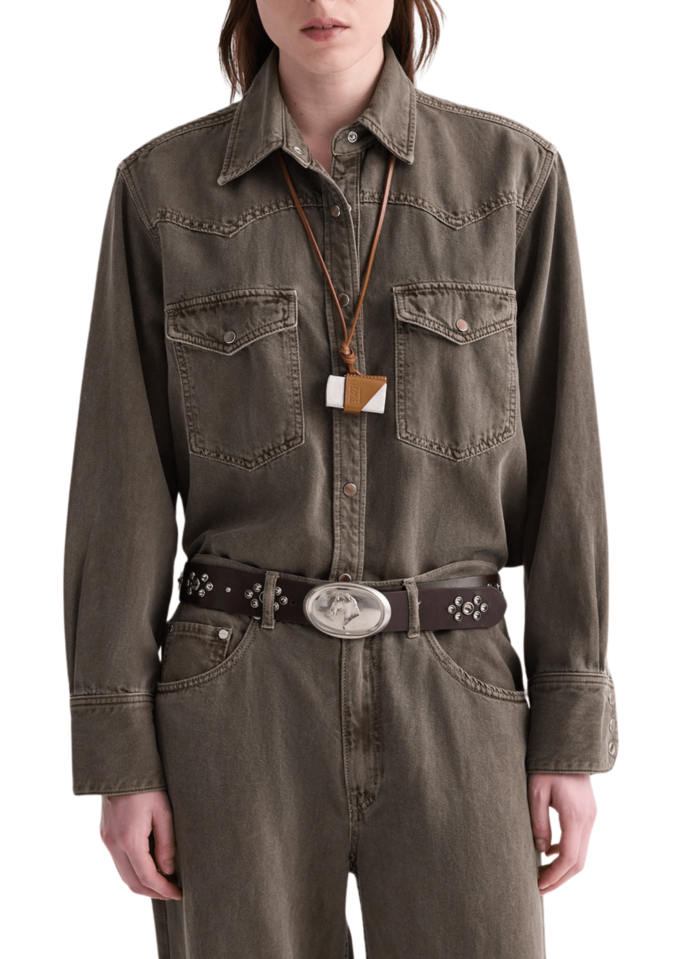 TWP Yellowstone Shirt in Natural Denim - Vermillion