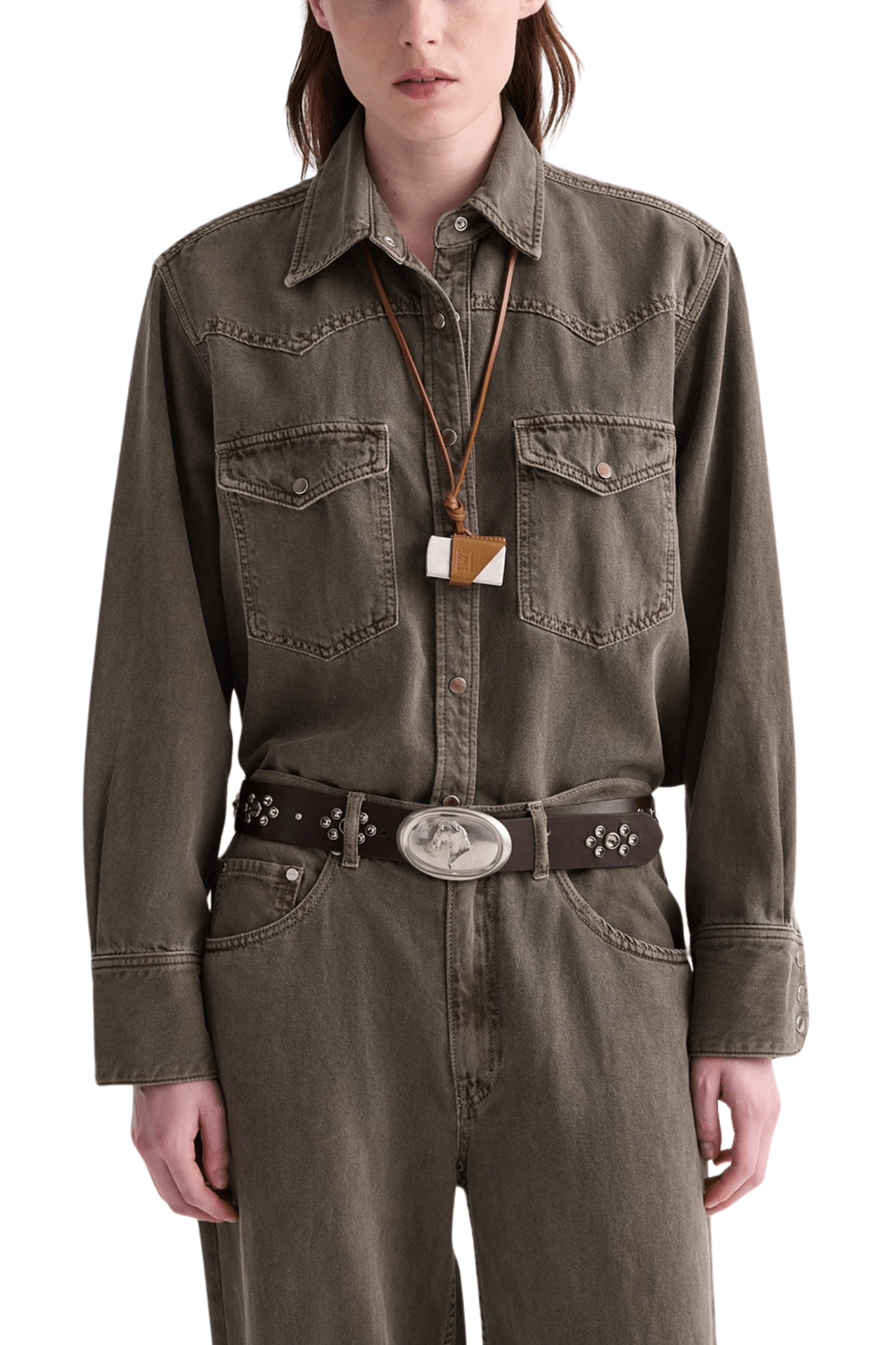 TWP Yellowstone Shirt in Natural Denim - Vermillion