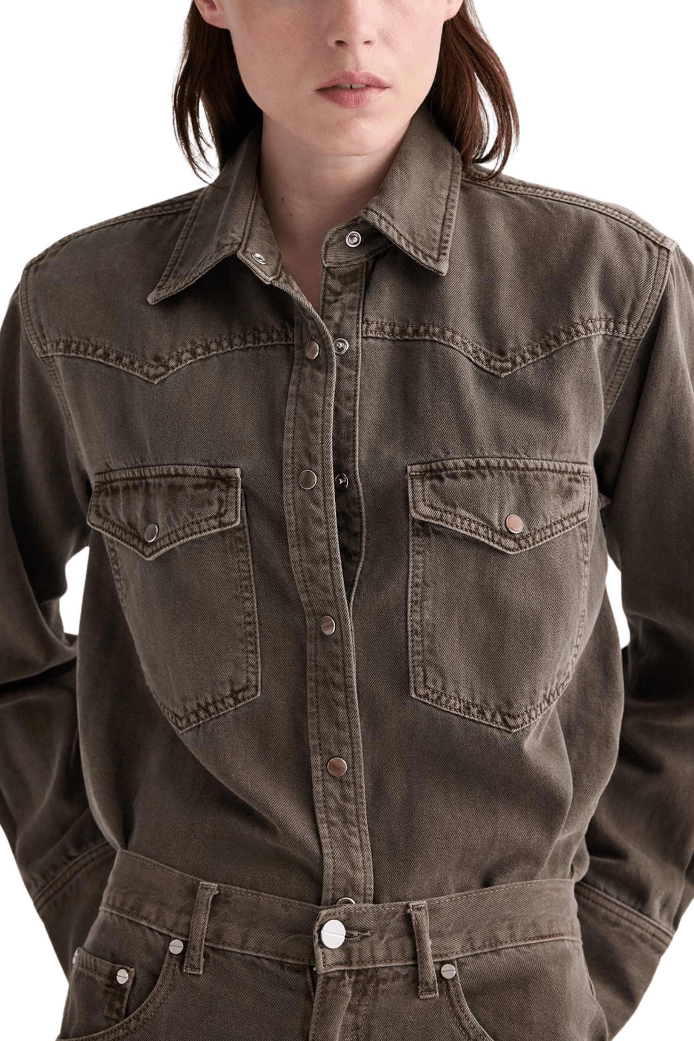 TWP Yellowstone Shirt in Natural Denim - Vermillion