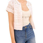 Ulla Johnson Abriana Eyelet Knit Cardigan - Vermillion