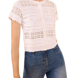 Ulla Johnson Abriana Eyelet Knit Cardigan - Vermillion