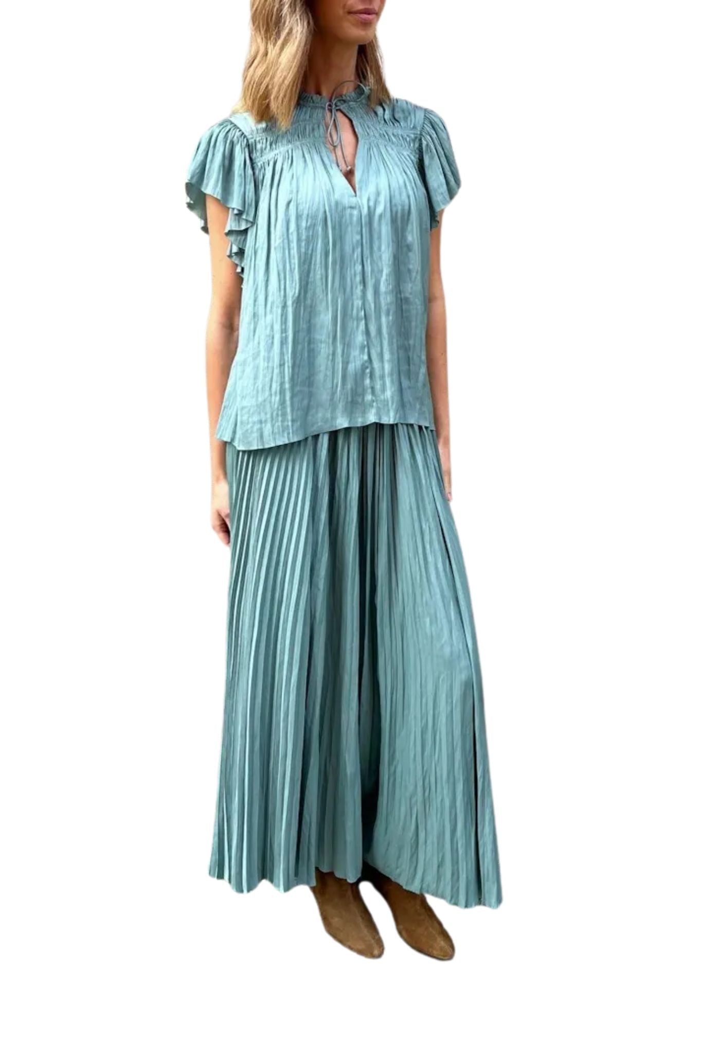 Ulla Johnson Agosta Flutter Sleeve Top - Vermillion