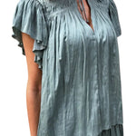 Ulla Johnson Agosta Flutter Sleeve Top - Vermillion