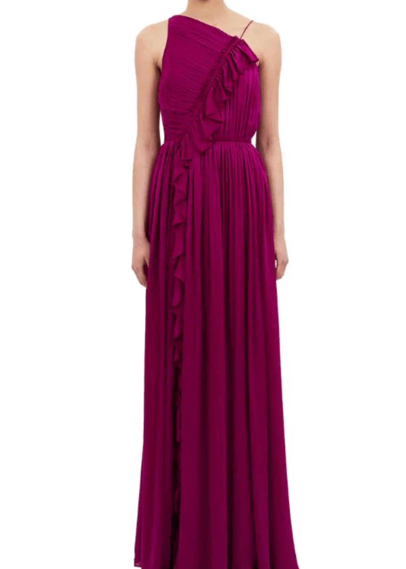 Ulla Johnson Aisha Pleated Asymmetrical Gown - Vermillion