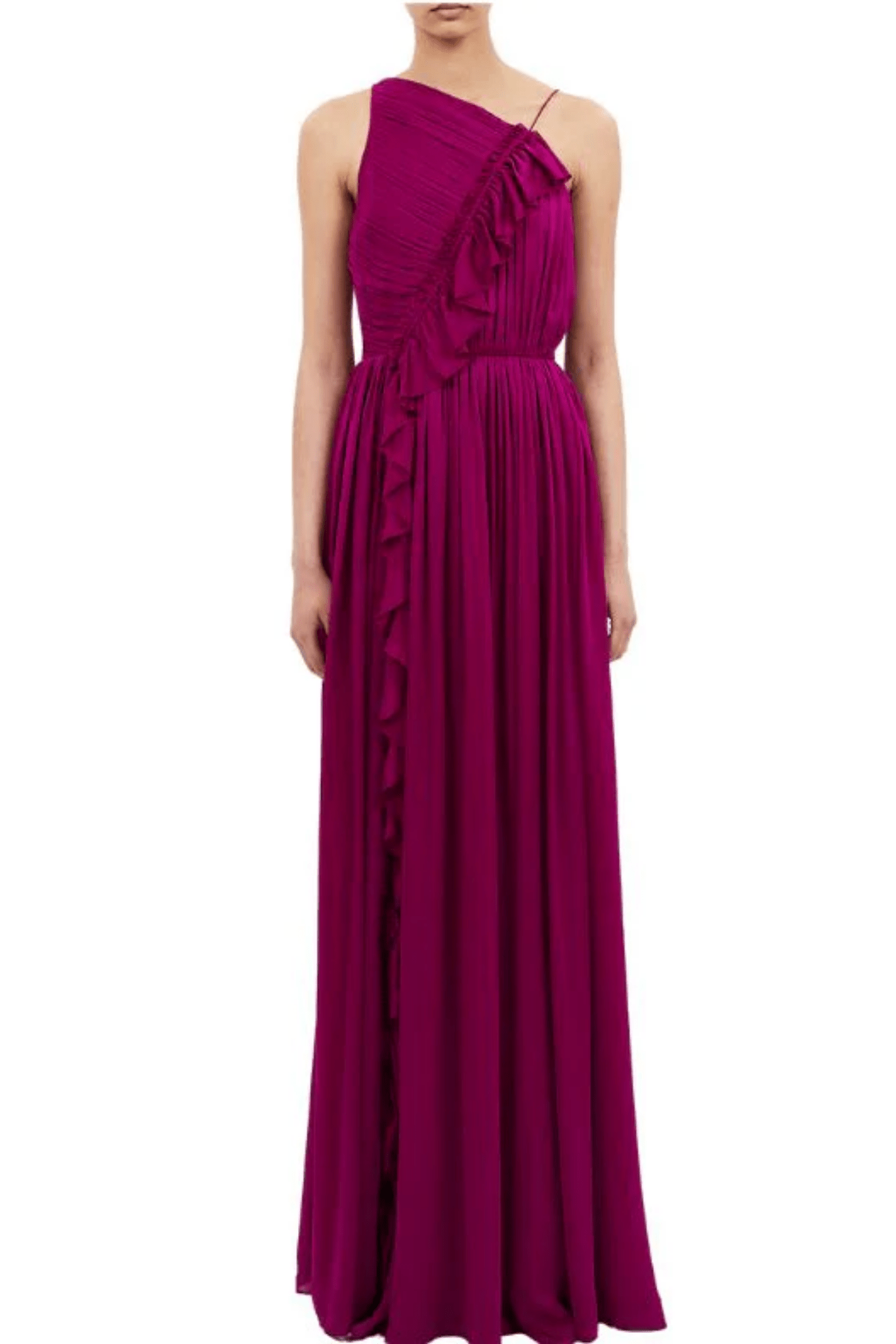 Ulla Johnson Aisha Pleated Asymmetrical Gown - Vermillion
