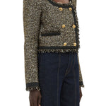 Ulla Johnson Anisa Tweed U - Neck Jacket - Vermillion