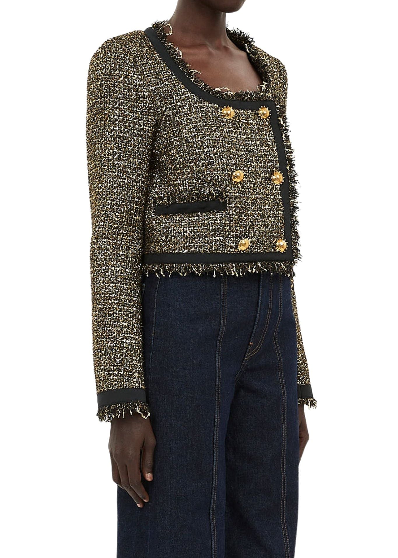 Ulla Johnson Anisa Tweed U - Neck Jacket - Vermillion