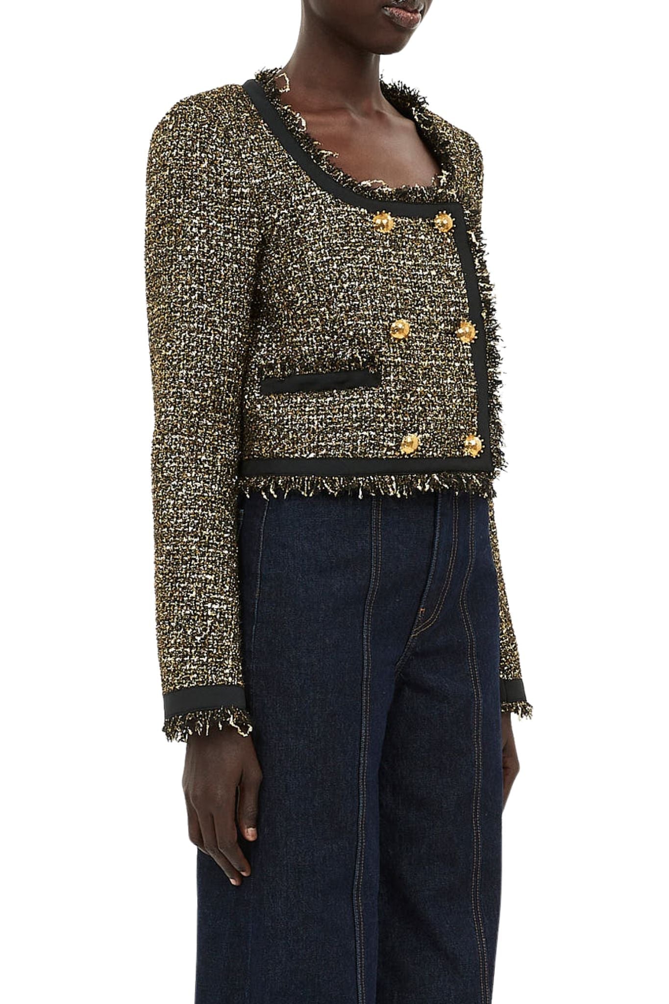 Ulla Johnson Anisa Tweed U - Neck Jacket - Vermillion