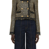 Ulla Johnson Anisa Tweed U - Neck Jacket - Vermillion