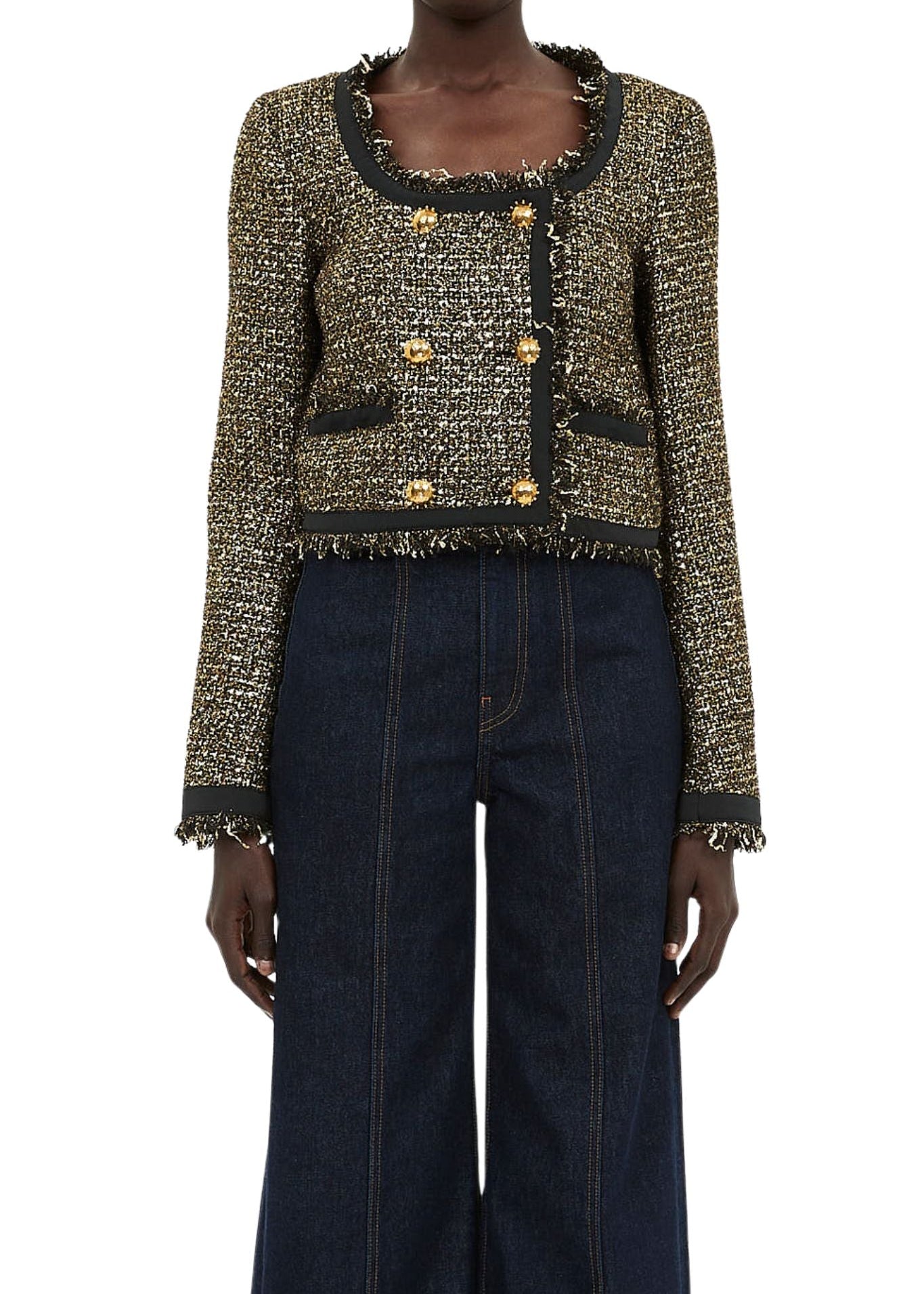 Ulla Johnson Anisa Tweed U - Neck Jacket - Vermillion