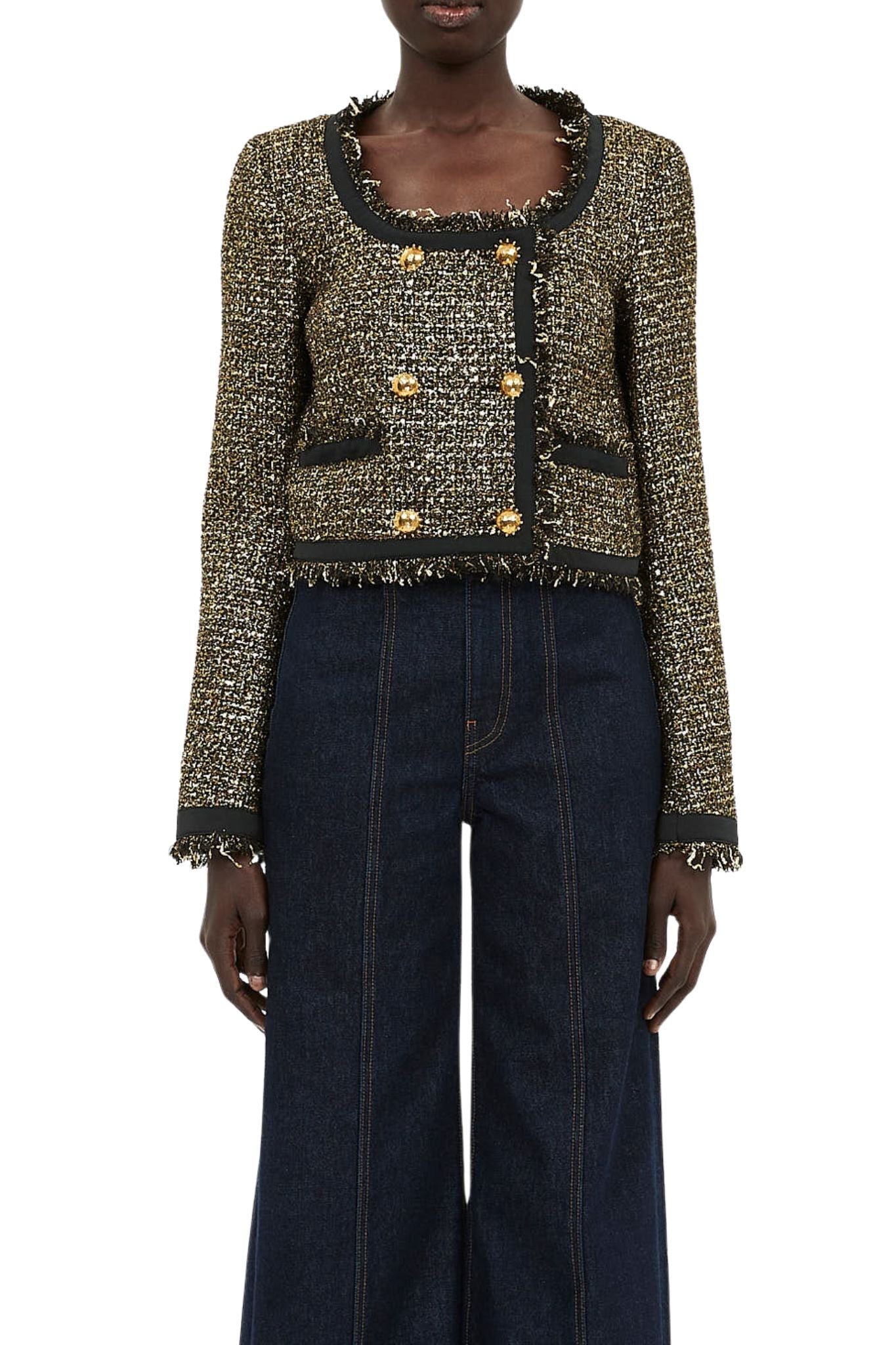 Ulla Johnson Anisa Tweed U - Neck Jacket - Vermillion