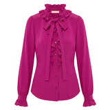 Ulla Johnson Catroux Long Sleeve Silk Blouse - Vermillion