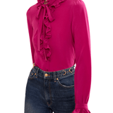 Ulla Johnson Catroux Long Sleeve Silk Blouse - Vermillion