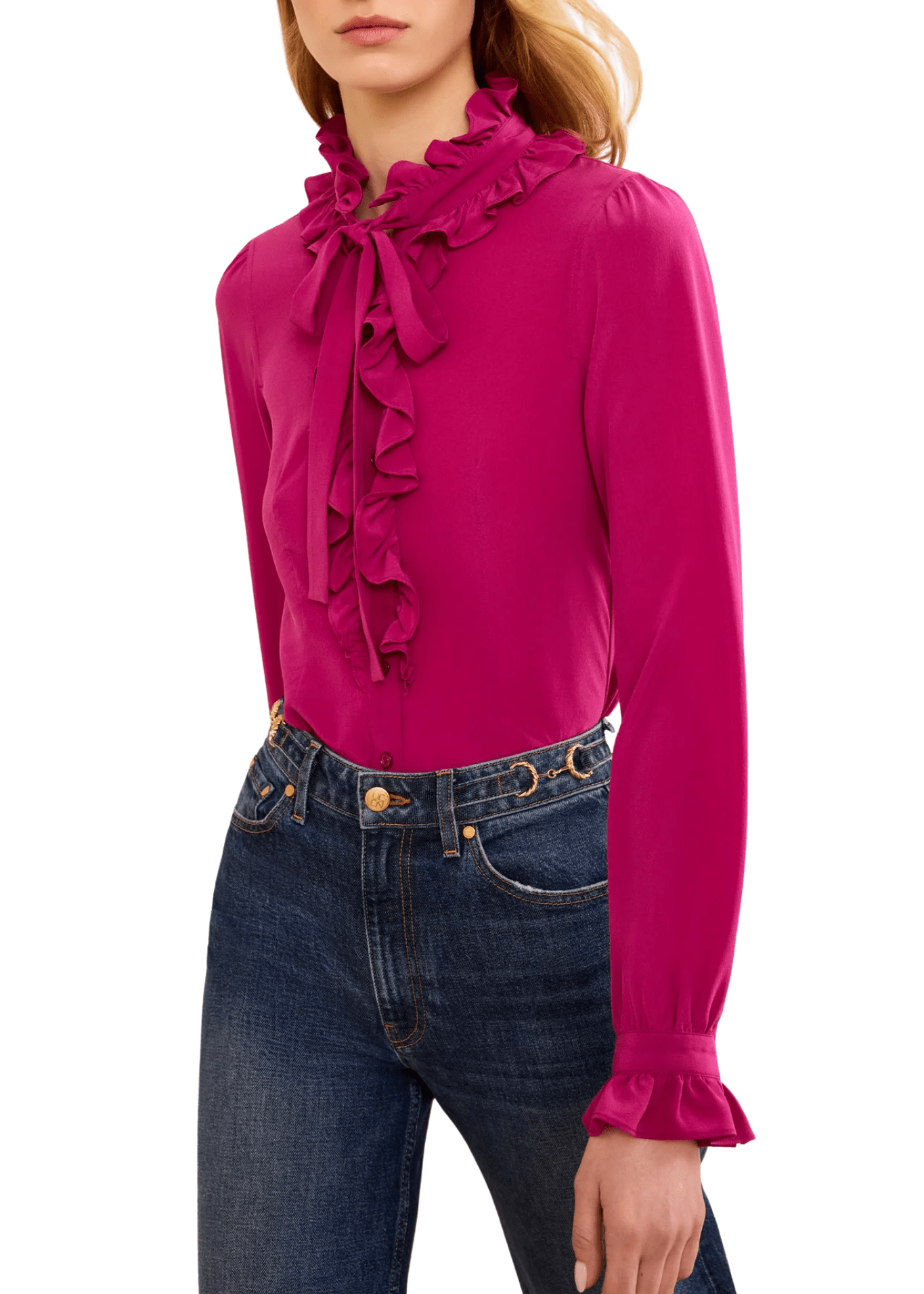 Ulla Johnson Catroux Long Sleeve Silk Blouse - Vermillion