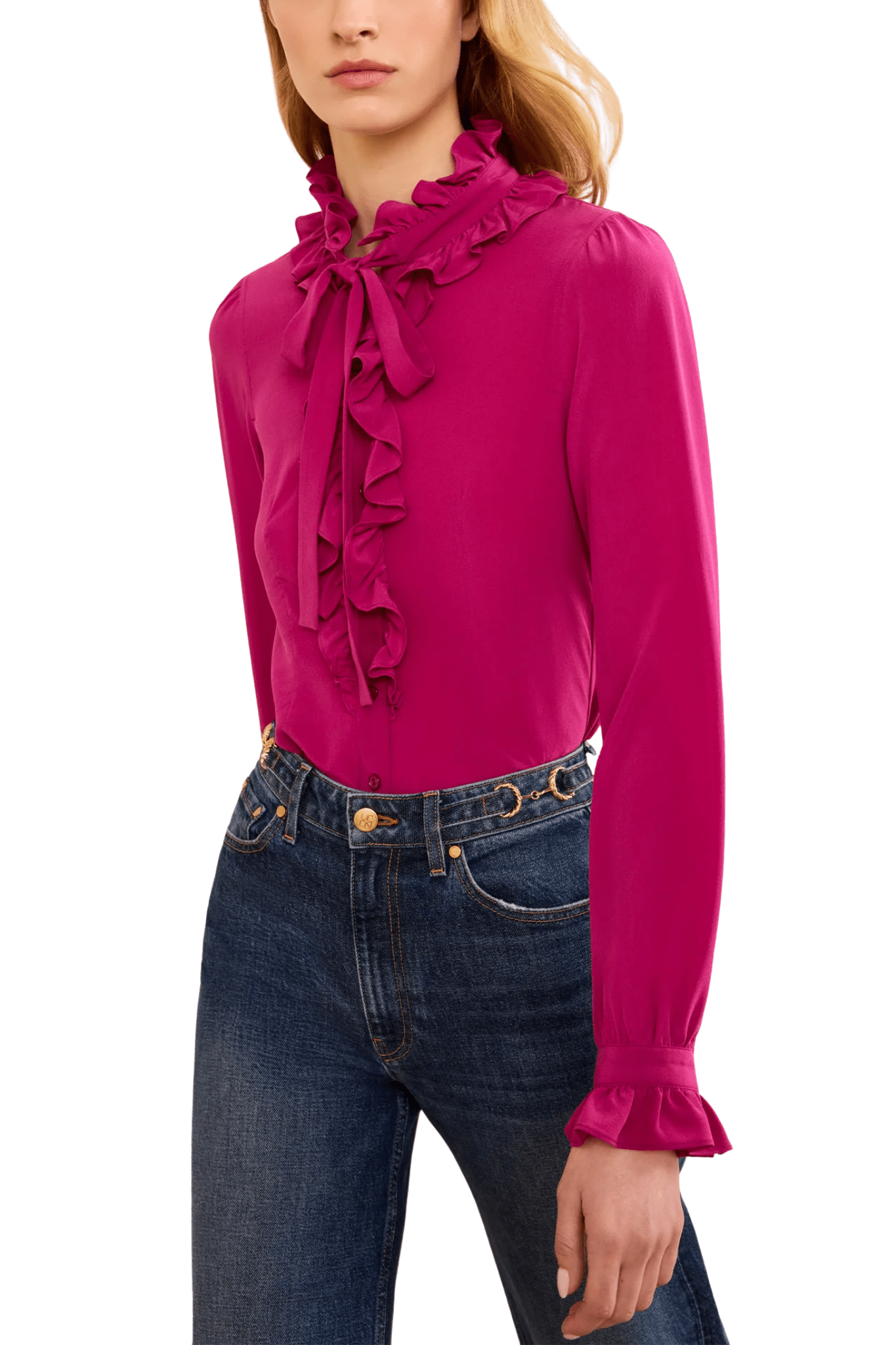 Ulla Johnson Catroux Long Sleeve Silk Blouse - Vermillion
