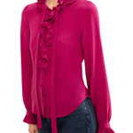 Ulla Johnson Catroux Long Sleeve Silk Blouse - Vermillion
