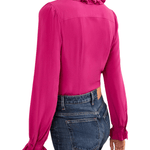 Ulla Johnson Catroux Long Sleeve Silk Blouse - Vermillion