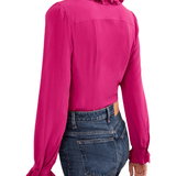 Ulla Johnson Catroux Long Sleeve Silk Blouse - Vermillion