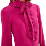 Ulla Johnson Catroux Long Sleeve Silk Blouse - Vermillion