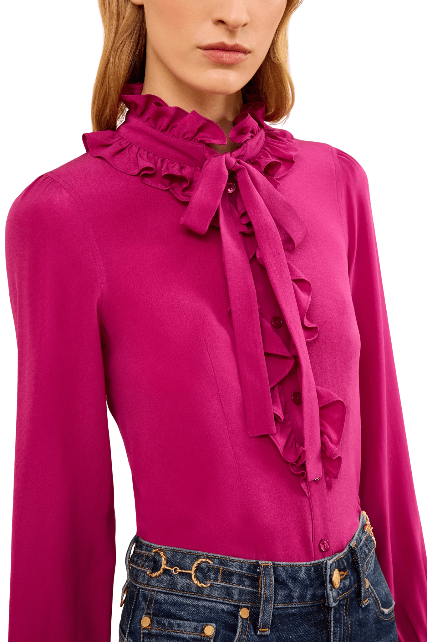 Ulla Johnson Catroux Long Sleeve Silk Blouse - Vermillion