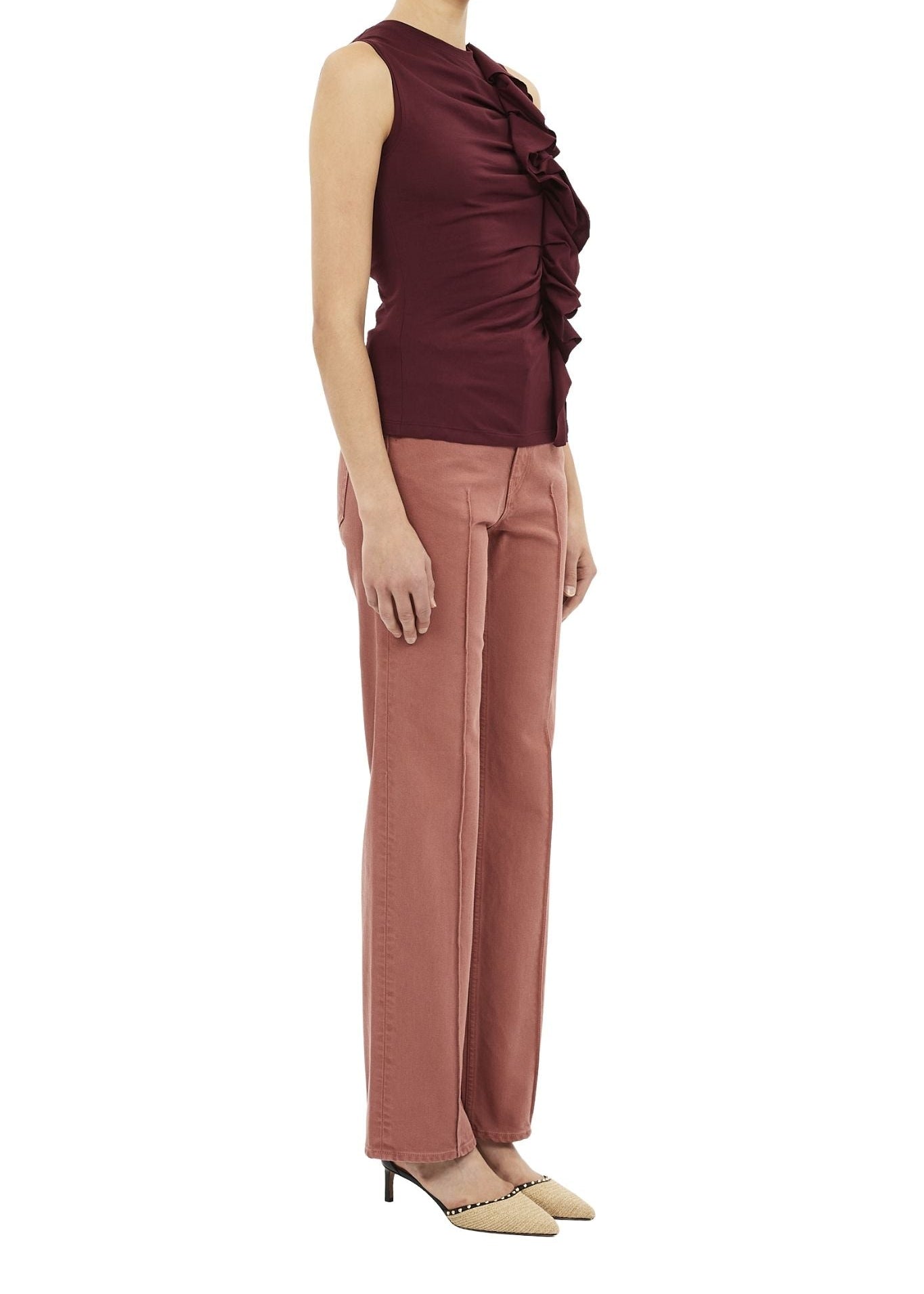 Ulla Johnson Clio SL Ruched Ruffle Top - Vermillion