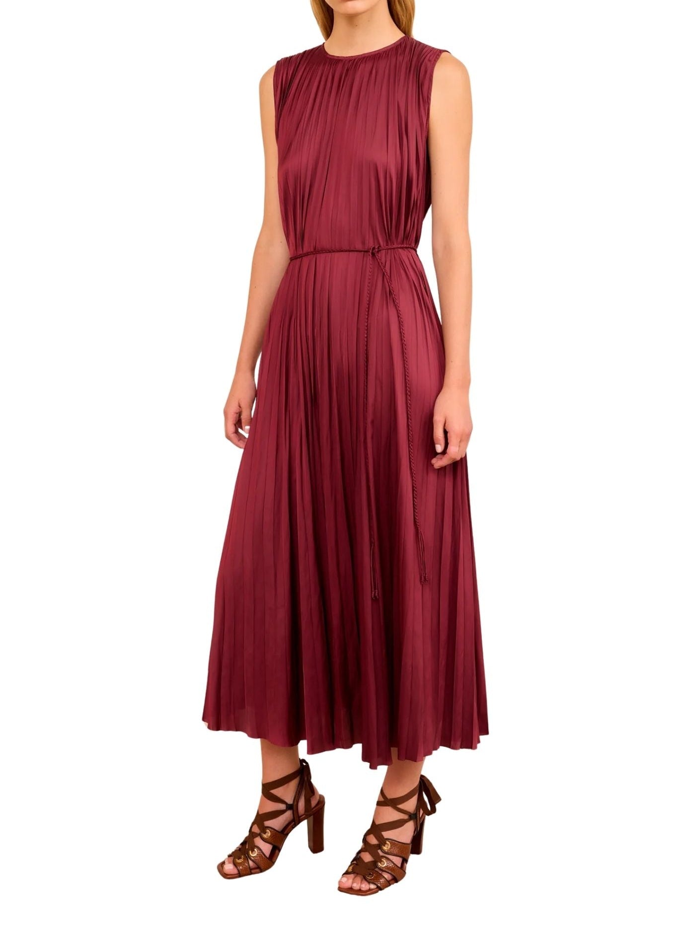 Ulla Johnson Fianna Pleated SL Midi Dress - Vermillion