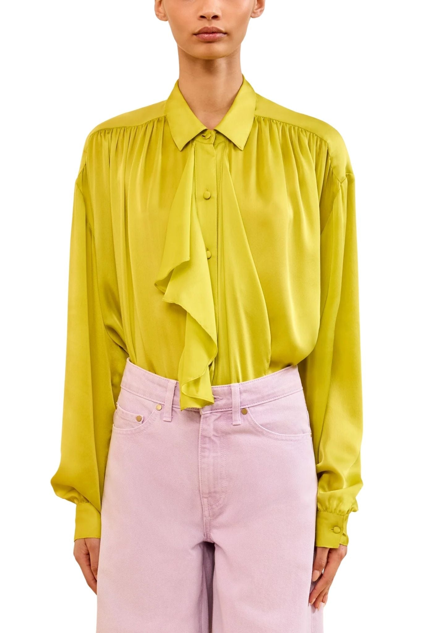 Ulla Johnson Gesture LS Silk Blouse - Vermillion