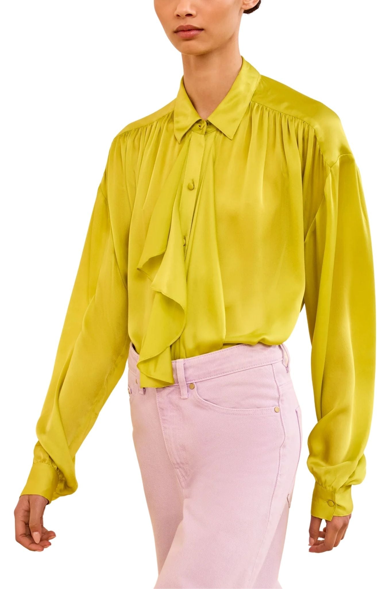 Ulla Johnson Gesture LS Silk Blouse - Vermillion