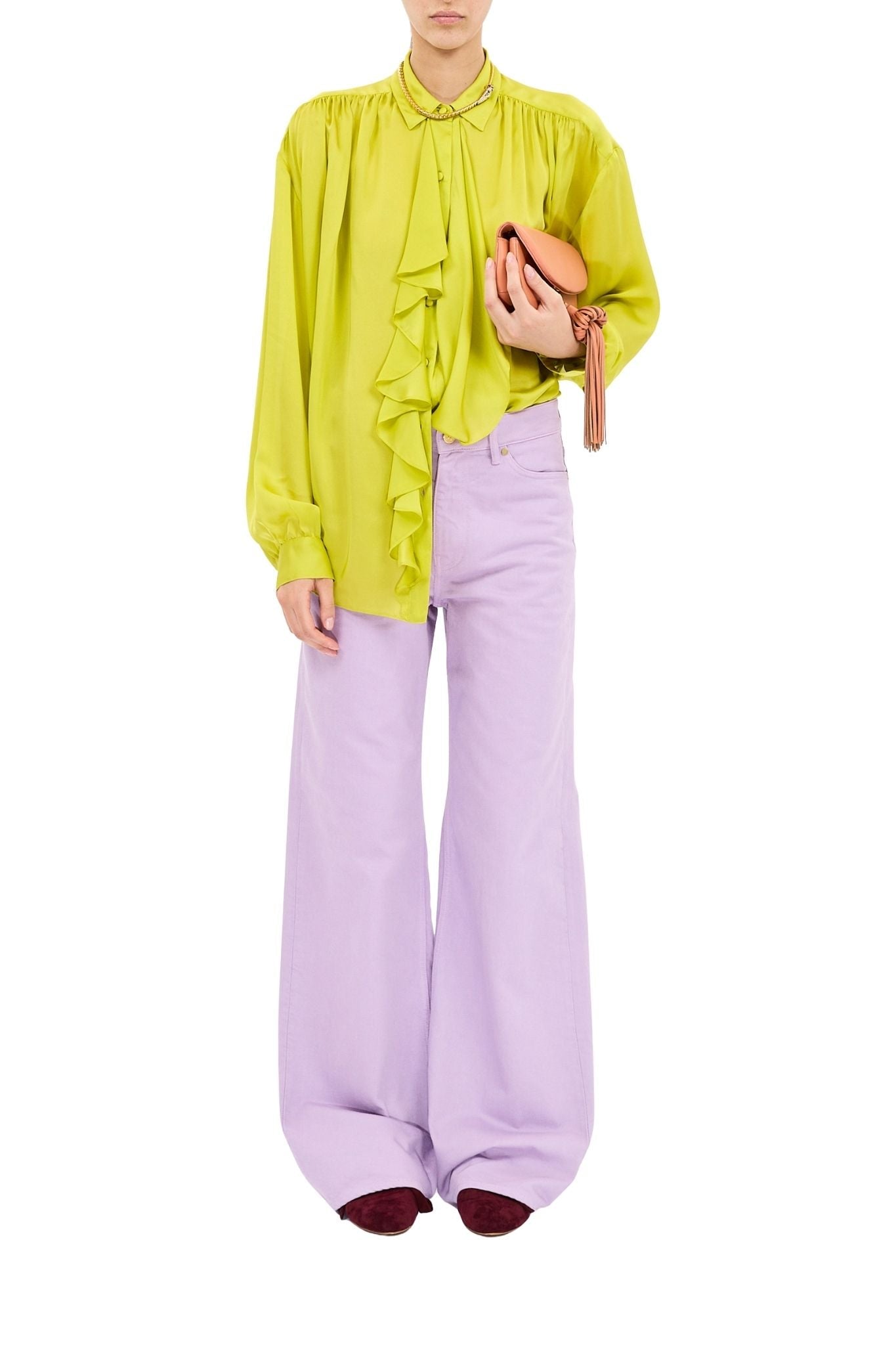 Ulla Johnson Gesture LS Silk Blouse - Vermillion