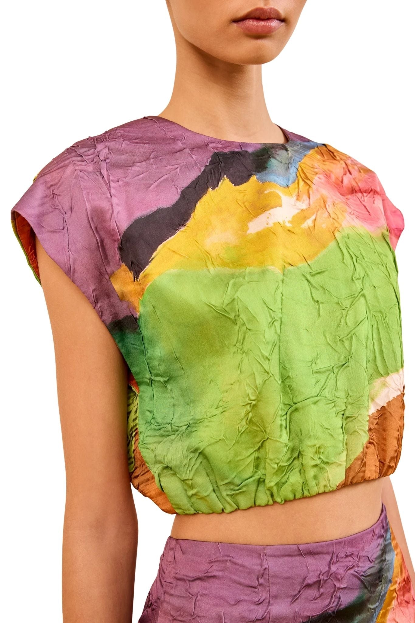 Ulla Johnson Gisella Satin Crop Top - Vermillion