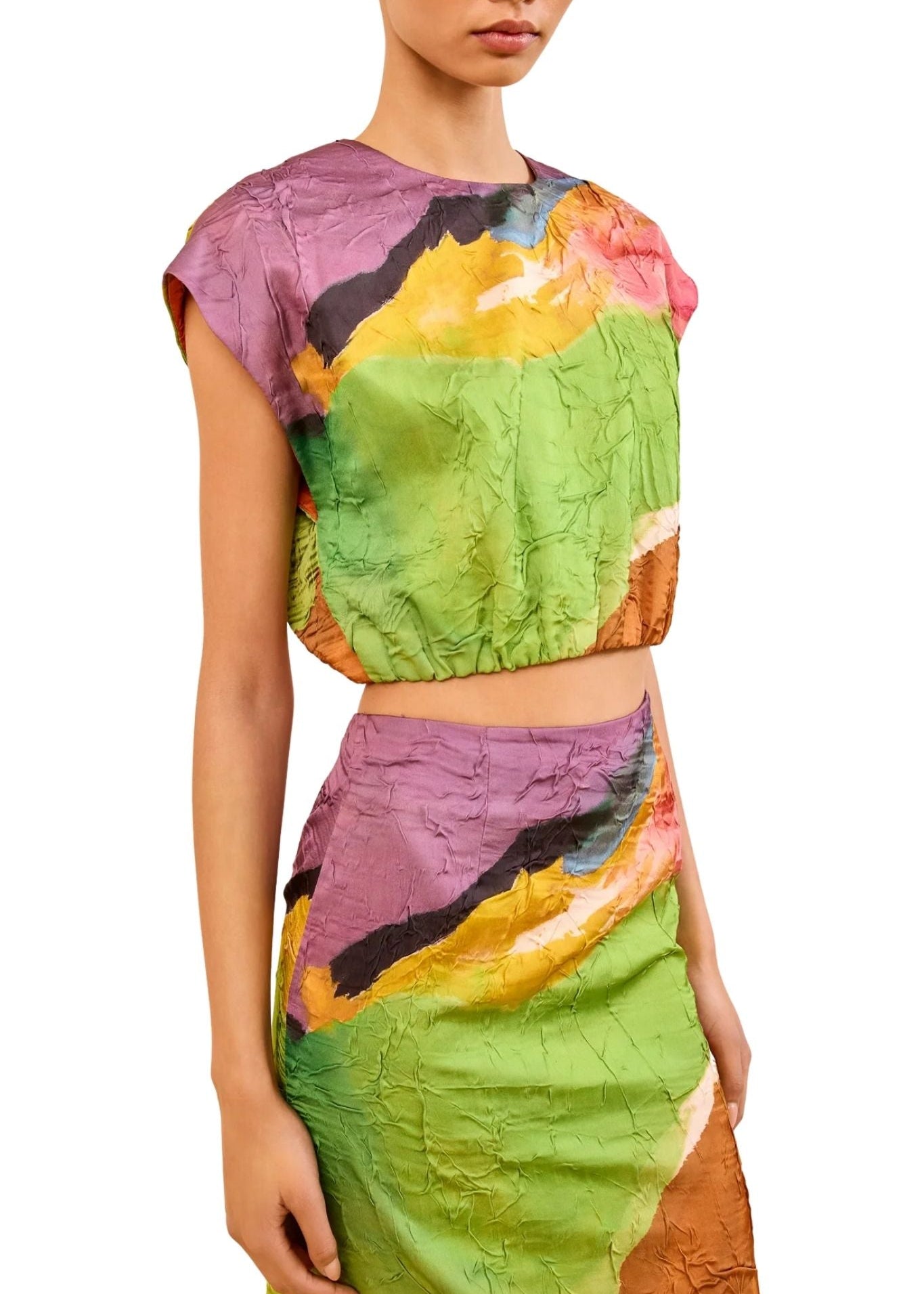 Ulla Johnson Gisella Satin Crop Top - Vermillion