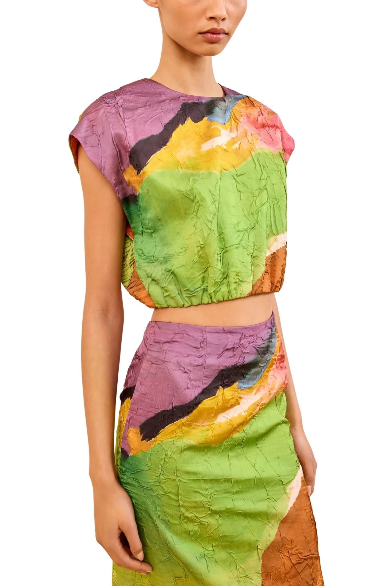 Ulla Johnson Gisella Satin Crop Top - Vermillion