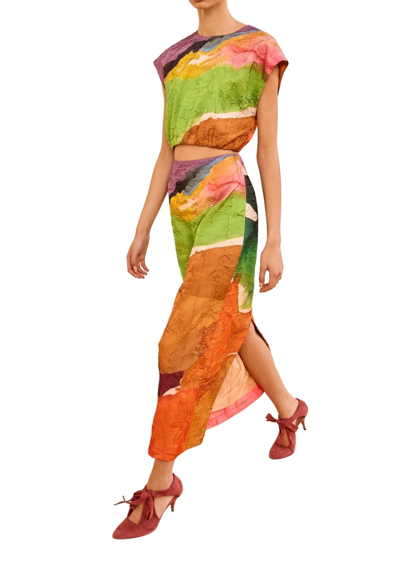 Ulla Johnson Gisella Satin Crop Top - Vermillion