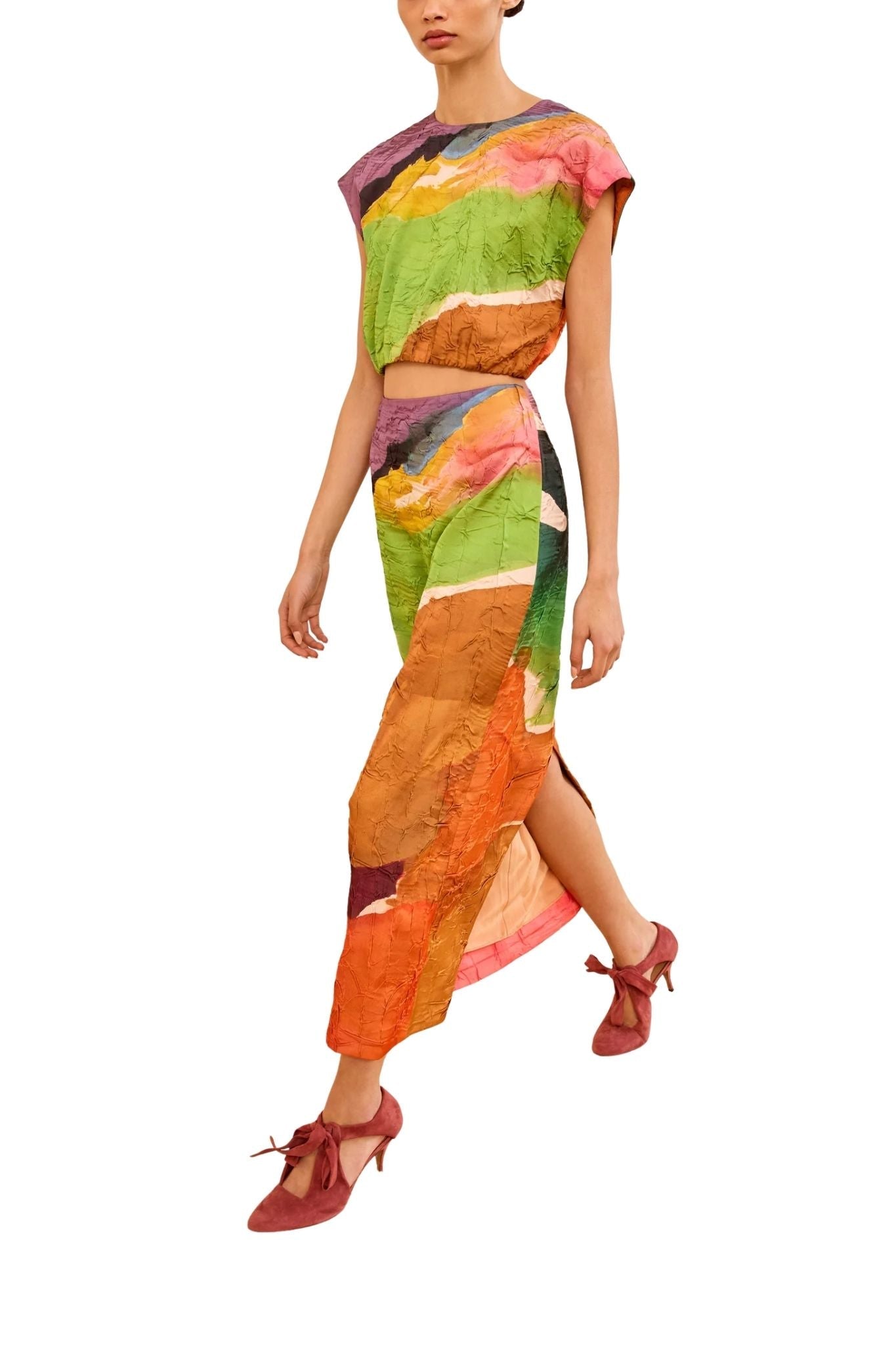 Ulla Johnson Gisella Satin Crop Top - Vermillion