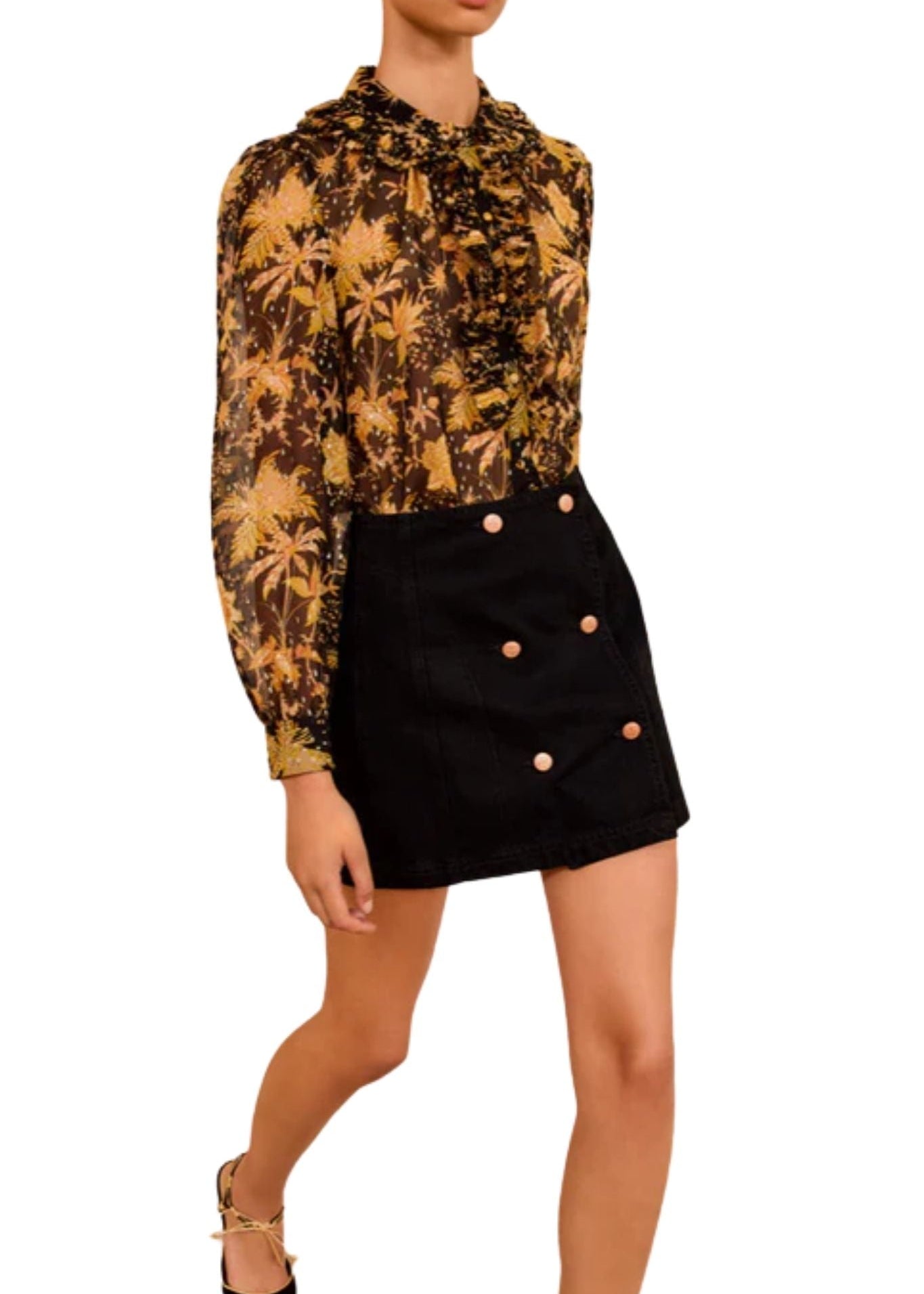 Ulla Johnson Helaine Flowy Short Sleeve Top - Vermillion