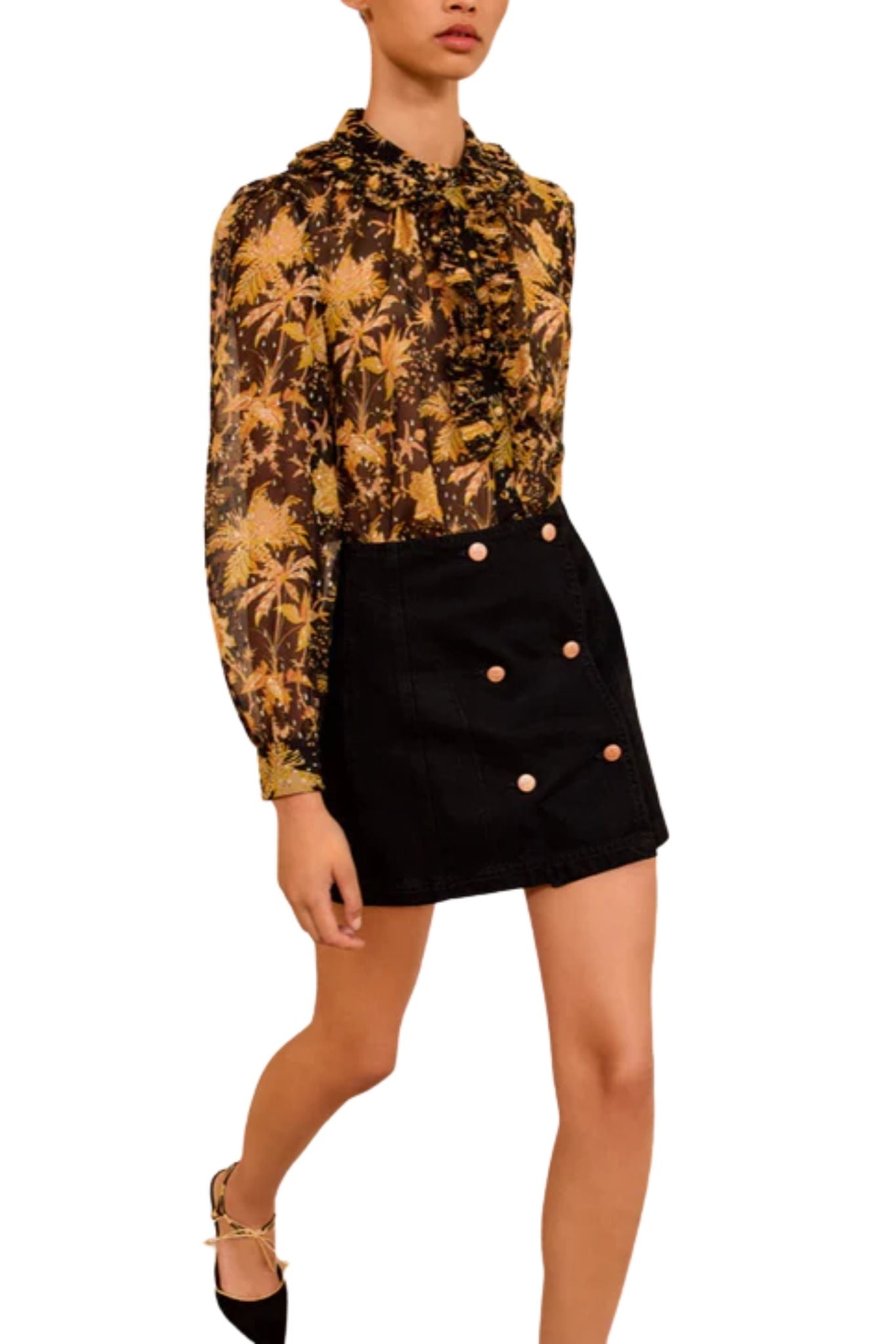 Ulla Johnson Helaine Flowy Short Sleeve Top - Vermillion