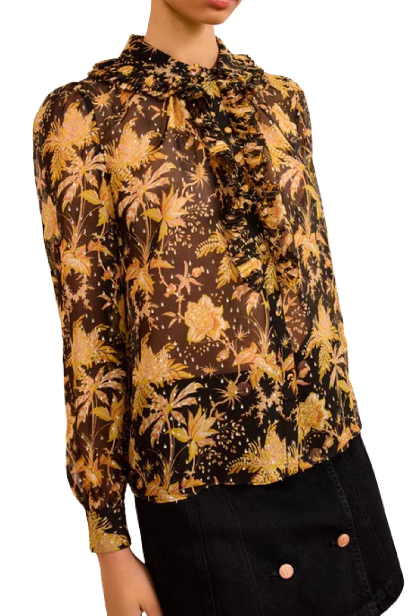 Ulla Johnson Helaine Flowy Short Sleeve Top - Vermillion