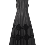 Ulla Johnson Ilana Sleeveless Crochet & Leather Dress - Vermillion