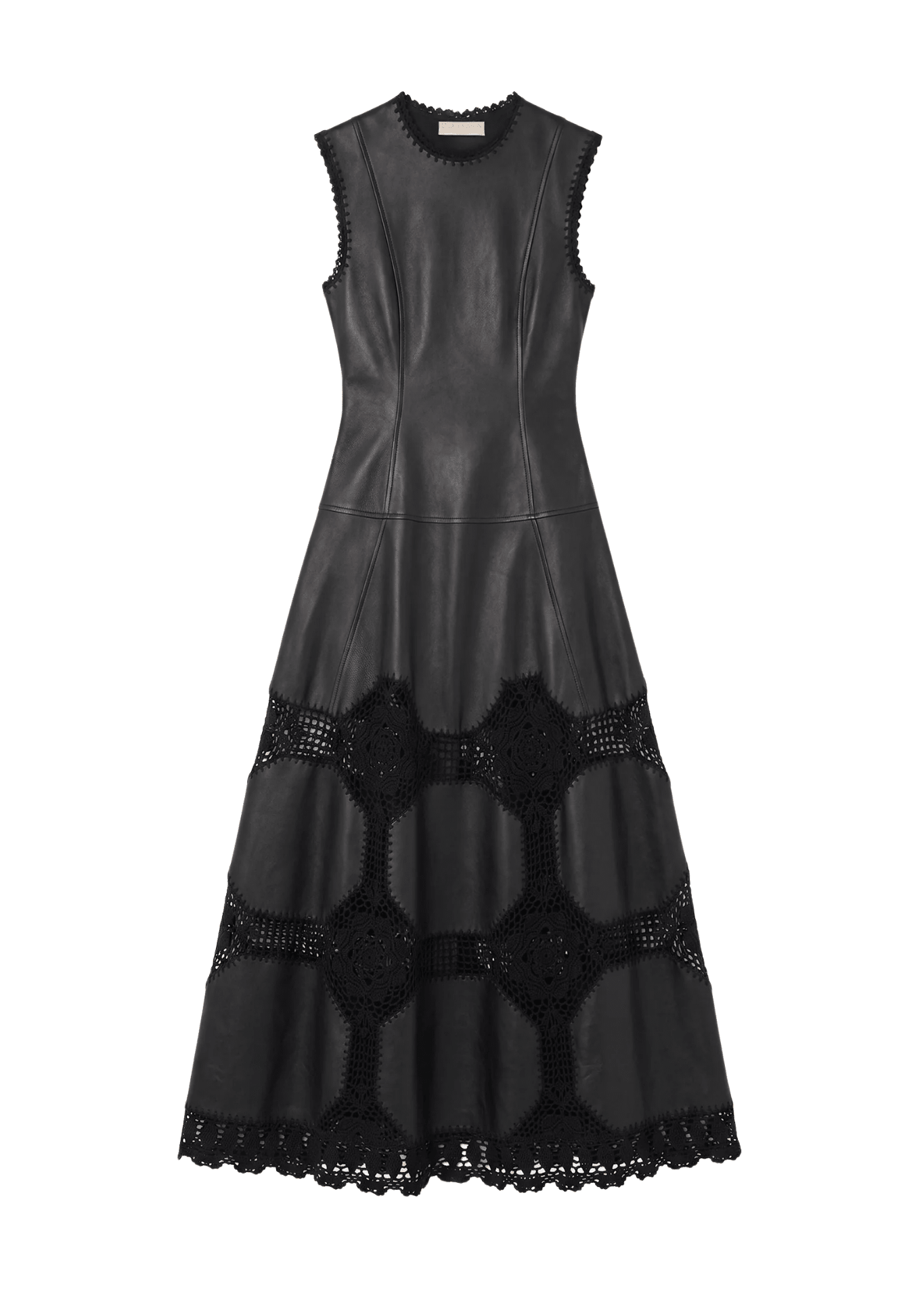 Ulla Johnson Ilana Sleeveless Crochet & Leather Dress - Vermillion